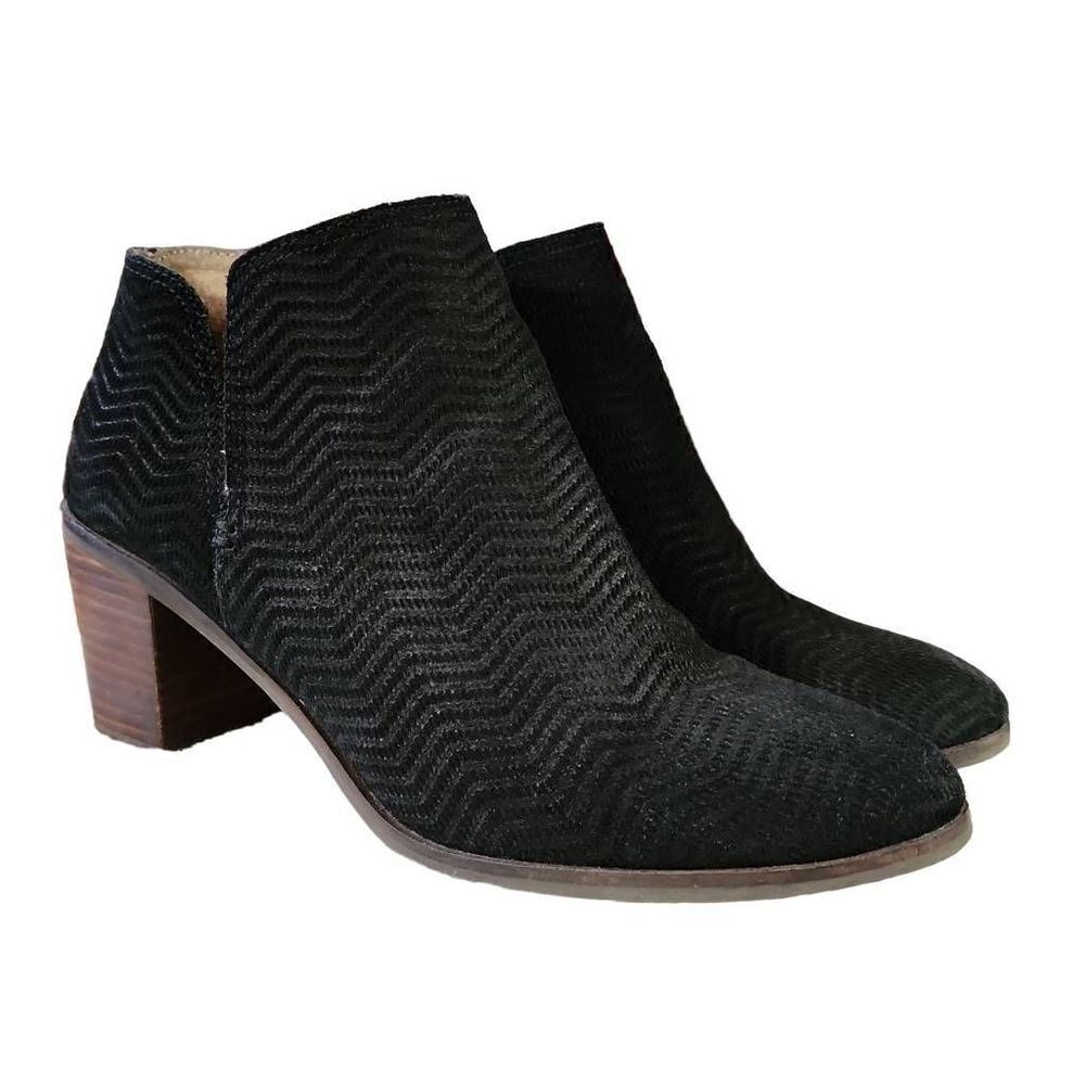 Lucky Brand Women's Black Suede Side Zip Cinder Pickla Booties Size 9.5